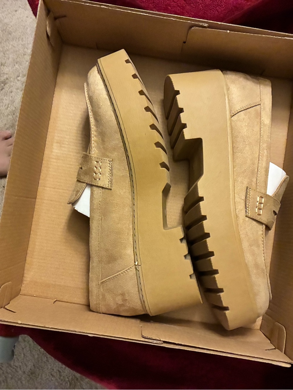 JustFab Chunky Platform Loafers in Tan